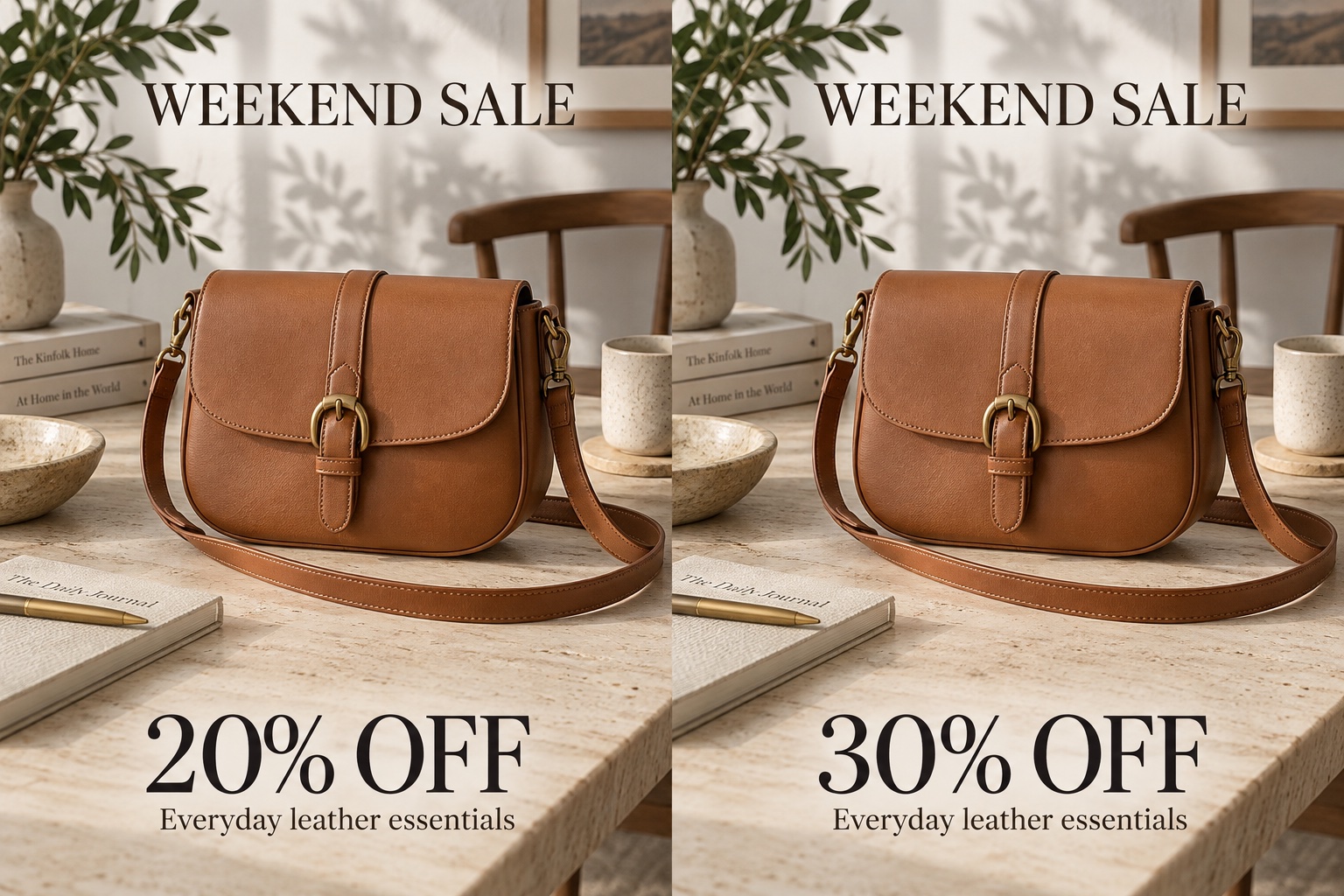 After: Illustrative bag promotion with 20% OFF replaced by 30% OFF.